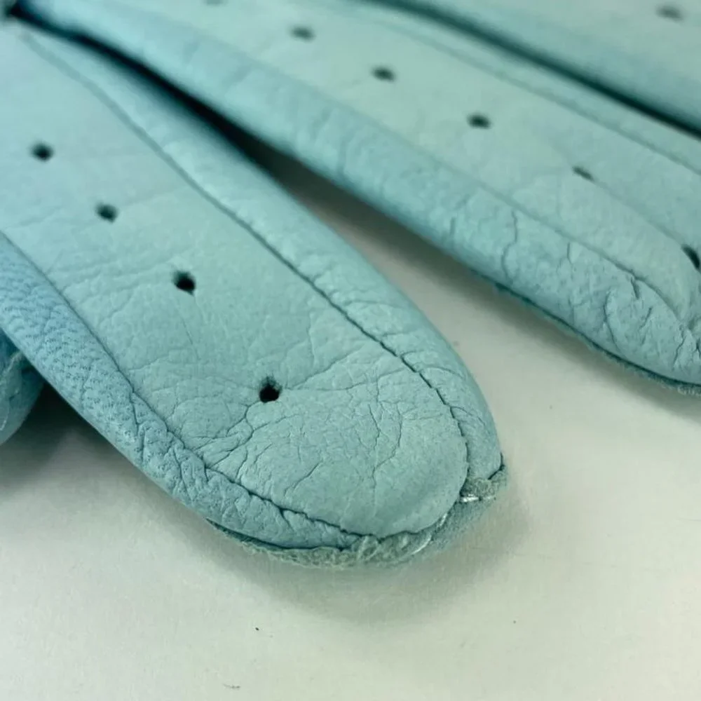 Hermès Sky Blue Leather Golf Driving Glove Size 7